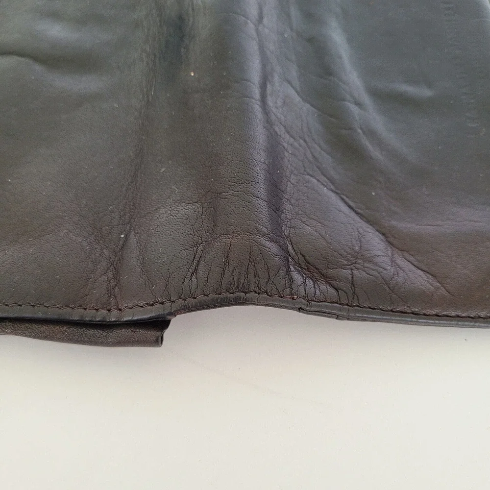 Katharine Hamnett London Wallet Checkbook Brown Soft Silk Leather Rustic Damaged